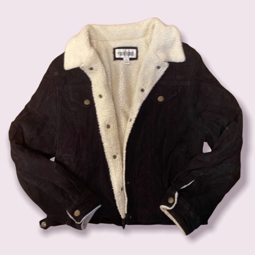 Vintage ‘80s Black Corduroy Lined Fleece Sherpa Jacket Marvin Richards